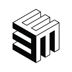 Poster - Stylish isometric cube design, perfect for branding, technology, or architecture concepts.  Bold black and white lines create a modern, minimalist aesthetic, representing innovation and structure.