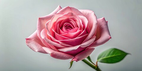 Poster - A single, delicate pink rose, its petals softly unfurling in elegant bloom, showcases the beauty of nature's artistry.