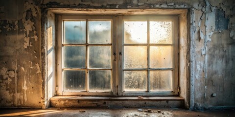 Poster - Sunlit Window in a Derelict Building, Showing the Passage of Time and the Beauty of Decay