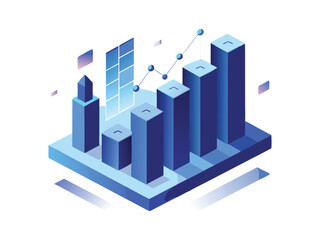 Poster - Isometric business growth chart illustration isolated on white background
