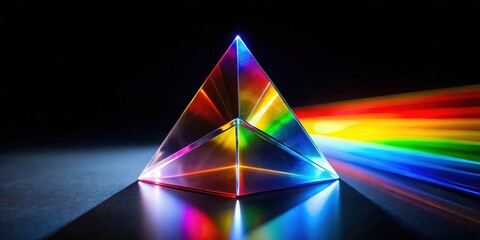 Aufkleber - Illuminated Crystal Pyramid Reflecting a Spectrum of Vibrant Hues on a Dark Surface