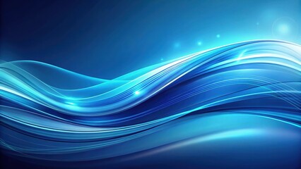 Poster - Abstract Blue Waveform Design Serene Curves and Glowing Lines for Digital Backgrounds