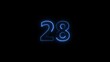 © MDNAZRUL - Number 28 neon bright royal blue color 4k illustration.