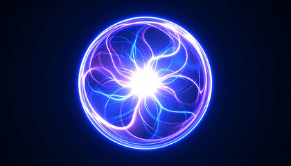 Wall Mural - magic sphere with plasma glow. abstract futuristic flowing neon energy ball with glowing waves.