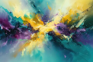 Poster - Abstract splash of vibrant colors exploding across a canvas creating cosmic energy