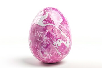 Poster - Decorative egg with a swirling pink and white marbled pattern on a clean white background