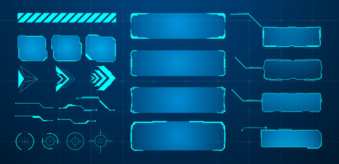 Leinwandbilder - Set futuristic cyberpunk element blue vector illustration	