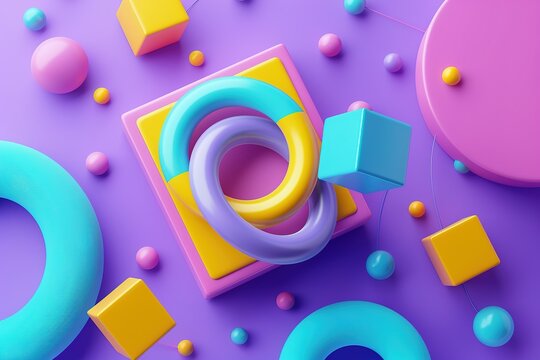 Geometric Abstract: Colorful shapes in a playful modern composition Fun and vibrant