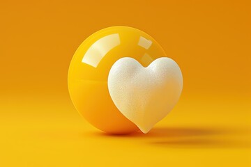 Poster - Heart and Sphere: Symbolic Love Unity and Connection on a Golden Background