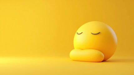 Poster - 3d illustration. Sleeping Emoji icon on yellow background. Social media concept. illustration , no logos, no brands