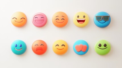 Poster - 3d illustration. Emojis icons with facial expressions. Social media concept. Isolated white background illustration , no logos, no brands