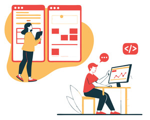 vector illustration concept of website and app design and development. creative flat design for web 