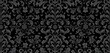 © Thiti - Intricate black gothic damask wallpaper with seamless floral vines and swirling patterns, illustration, luxury