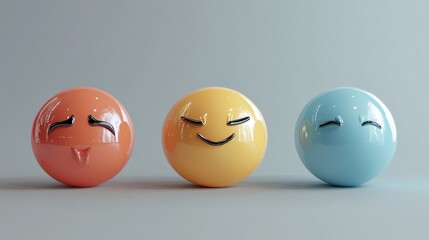 Poster - 3d illustration. Emoji icons with facial expressions. Social media concept. illustration , no logos, no brands