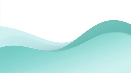 Poster - Soft abstract waves in soothing teal tones create a tranquil atmosphere, blending seamlessly with white space, perfect for backgrounds or design mockups with copy space