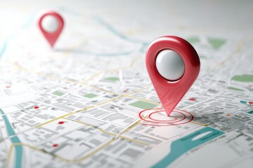 Poster - Lost GPS Marker Blinking on Clean Map Layout With Empty Spaces and No Defined Locations