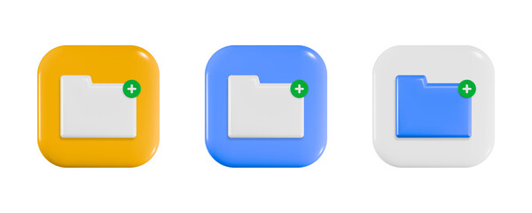 Poster - 3D file folder archive icon three color isolated on transparent background