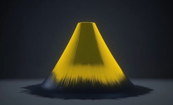Abstract cone shape, vibrant yellow top, dark base