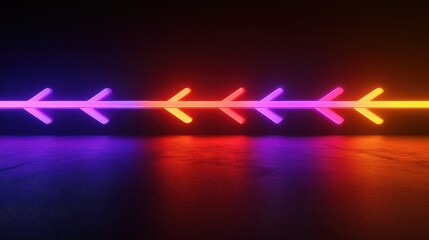 Poster - abstract art depicting glowing red, orange, and purple arrows moving forward in a dark background