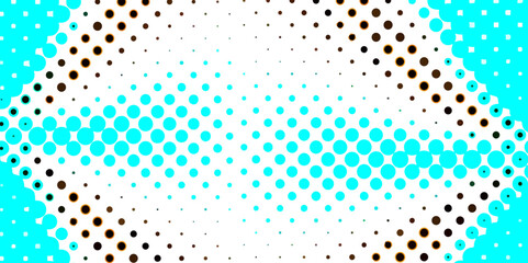 Poster - Cyan and black dotted color circle halftone abstract geometric dots and pop art seamless texture background, overlay grunge distress halftone monochrome texture of light and smooth colorful dots.