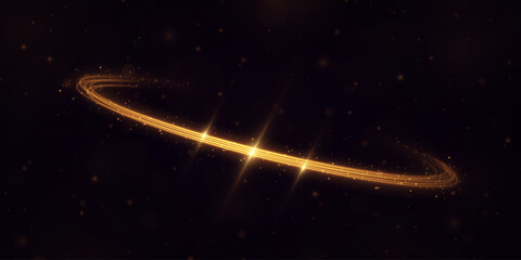 Wall Mural - magical light trail of a glittering comet tail with shimmering golden wave lines and sparkling motio