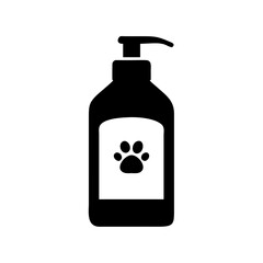 Poster - Pet grooming shampoo bottle with paw print label for dog and cat care and hygiene products design