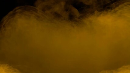 Poster - Abstract flowing smoke, yellow fog drifts against a dark background creating a mysterious and dreamy atmosphere