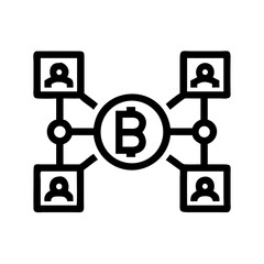 Fototapete - Bitcoin blockchain network cryptocurrency decentralized finance peer to peer technology icon