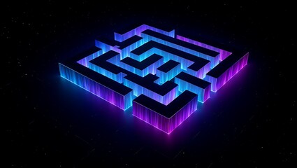 neon glowing maze fantasy surreal 3d background