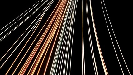 Poster - Abstract golden light streaks moving across a black backdrop creating a dynamic visual pattern and graphic design element for creative projects.