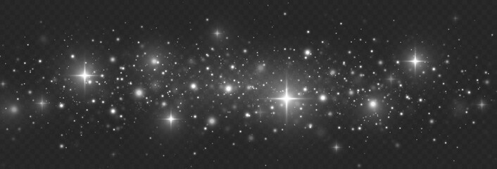 Wall Mural - luminous dust effect with sparkling particles and glowing light on a transparent background. radiant