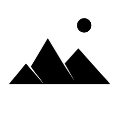 Poster - Explore scenic mountain range landscape with sun vector illustration graphic design element