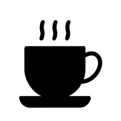 Poster - Black coffee cup with steam vector icon illustration for cafe menu and design element use