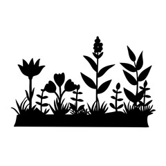 Poster - Silhouette garden flowers floral plant nature botanical black and white vector design element art