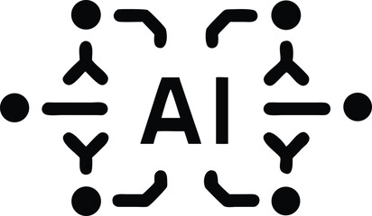 Aufkleber - Simple artificial intelligence ai concept icon design featuring lines with transparency