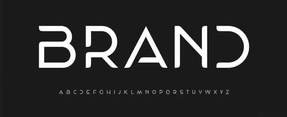 Poster - Modern premium brand alphabet, futuristic minimal font, elegant clean geometric typeface for digital branding, luxury headline style, tech-driven typography, refined UI design. Vector typeset