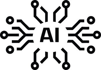 Aufkleber - Simple artificial intelligence ai concept icon silhouette design isolated on white background