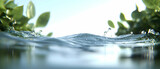 Water Splashing Underwater With Green Leaves