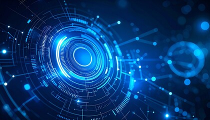 Leinwandbilder - A digital futuristic technology interface glowing with energy and data