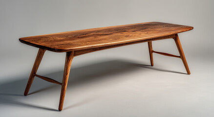 Poster - Handcrafted Wooden Coffee Table With Tapered Legs, Showcasing Minimalist Design and Sustainable Craftsmanship For Interior Decor