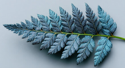 Poster - Blue Fern Frond With Intricate Details, Symbolizing Nature's Beauty and Environmental Awareness for Sustainable Living