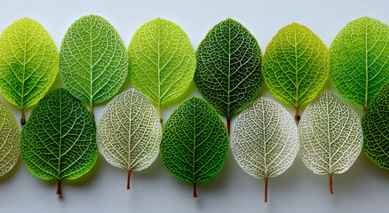 Poster - Overhead View of Green and White Leaves, Showcasing Environmental Awareness and Sustainable Practices for Eco-Friendly Initiatives