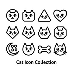 Aufkleber - A playful collection of cute geometric cat icons and shapes in a modern on transparent background