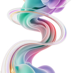 Leinwandbilder - An abstract pastel ribbon flows gracefully with ethereal charm against a on transparent background