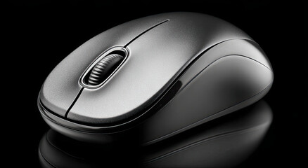 Fototapete - Wireless Computer Mouse on Black Reflective Surface, Symbolizing Connectivity and Digital Productivity for Modern Business and Technology Solutions