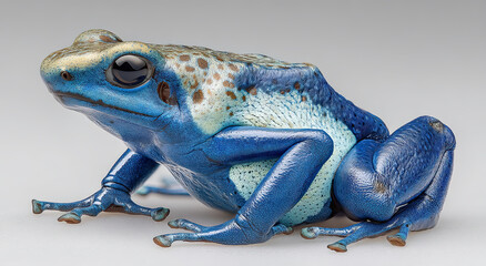 Poster - Vibrant Blue Poison Dart Frog Close-Up, Showcasing Wildlife Conservation and Exotic Pet Ownership