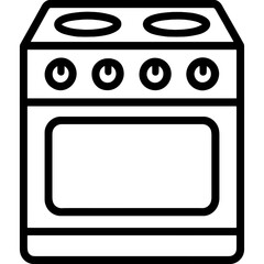 Poster - vector outline icon of stove with burners