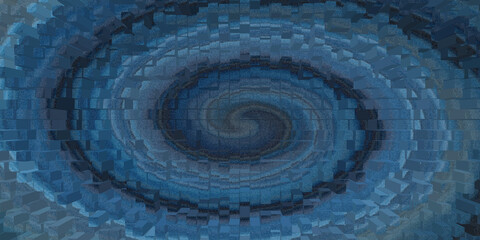 Fototapete - Abstract blue vortex with blocky texture