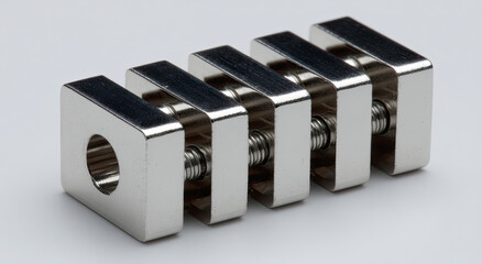 Poster - Macro Shot of Metal Terminal Blocks, Illustrating Precision Engineering and Industrial Connectivity Solutions for Infrastructure Development Projects