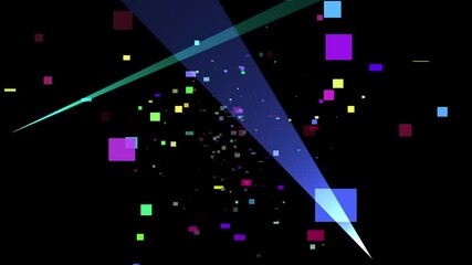 Wall Mural - fantastic video animation with glowing square objects with lights in motion, 1920×1080 loop 4k best 